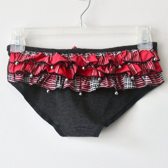 Victoria's Secret Jingle Bell Black Red Plaid Ruffle Panties Underwear Small - Picture 3 of 8